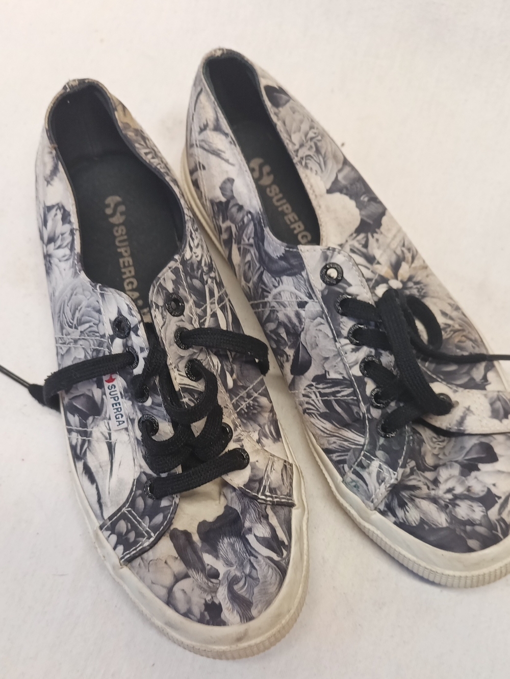 Superga Women’s Black & White Floral Canvas Sneakers